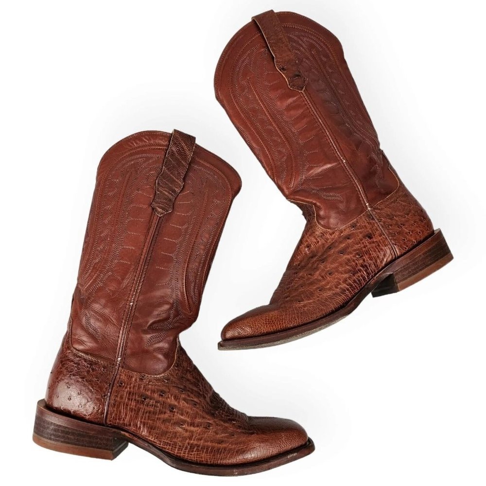 Twisted X Mens Size 8 Rancher Smooth Ostrich Brandy Cowboy Western Boots MRCL001